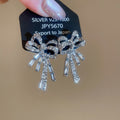 Elegant Light Luxury Alloy Rhinestone Bow Pearl Beaded Earrings Necklace Jewelry Set view 4