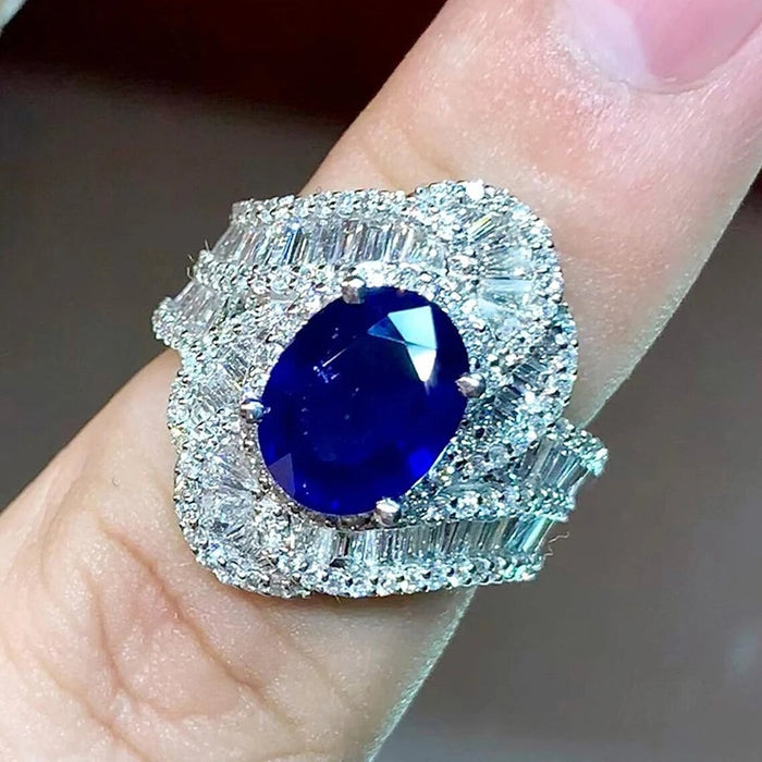 European Style Sparkling Geometric Micro Pave Single Ring For Women Noble Jewelry