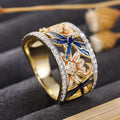 Dragonfly Lotus Seed Pod Ring For Women Fresh Pastoral Lotus Peony Micro Pave Chinese Style Jewelry view 3