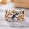Dragonfly Lotus Seed Pod Ring For Women Fresh Pastoral Lotus Peony Micro Pave Chinese Style Jewelry view 2