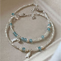 Ethnic Faux Pearl Silver Tone Chip Beaded Fish Charm Bangle for Women Vintage Boho Jewelry view 1