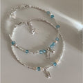 Ethnic Faux Pearl Silver Tone Chip Beaded Fish Charm Bangle for Women Vintage Boho Jewelry view 3