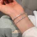 Ethnic Faux Pearl Silver Tone Chip Beaded Fish Charm Bangle for Women Vintage Boho Jewelry view 4