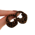 Maillard Style Flocked Leopard Print Geometric Round Square Stud Earrings With Silver Posts view 5
