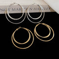18K Gold Plated Copper Silver Needle Round Triple Layer Dangle Hoop Earrings for Women, European And American Fashion Je view 2