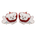 Sweet Cartoon Apple Dog Pendant Stud Earrings Zinc Alloy Enamel Fruit Animal Design For Women view 5