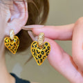 18K Gold Plated Alloy Heart Pendant Earrings With Silver Posts Vintage Court Style Stud Jewelry view 1