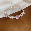 Elegant Three Layer Faux Pearl Zircon Geometric Beaded Bracelet For Women view 4