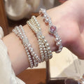 Elegant Three Layer Faux Pearl Zircon Geometric Beaded Bracelet For Women view 1