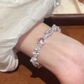 Elegant Three Layer Faux Pearl Zircon Geometric Beaded Bracelet For Women view 3