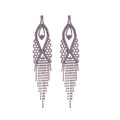 Copper Sparkling Rhinestone Geometric Teardrop Layered Tassel Drop Earrings For Women view 5