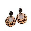 European Style Acrylic Leopard Print Hollow Round Pendant Drop Earrings With Silver Pins view 5