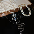Light Luxury Alloy Pearl Beaded Cross Pendant Layered Necklace For Women view 2