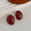 Hong Kong Style Vintage Red Enamel Geometric Oval Alloy Stud Earrings With Silver Pins view 3