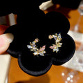 Light Luxury Alloy Rhinestone Leaf Branch Drop Earrings French Vintage Silver Needle Jewelry view 2