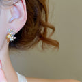 Light Luxury Alloy Rhinestone Leaf Branch Drop Earrings French Vintage Silver Needle Jewelry view 3