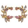 Light Luxury Alloy Rhinestone Leaf Branch Drop Earrings French Vintage Silver Needle Jewelry view 5