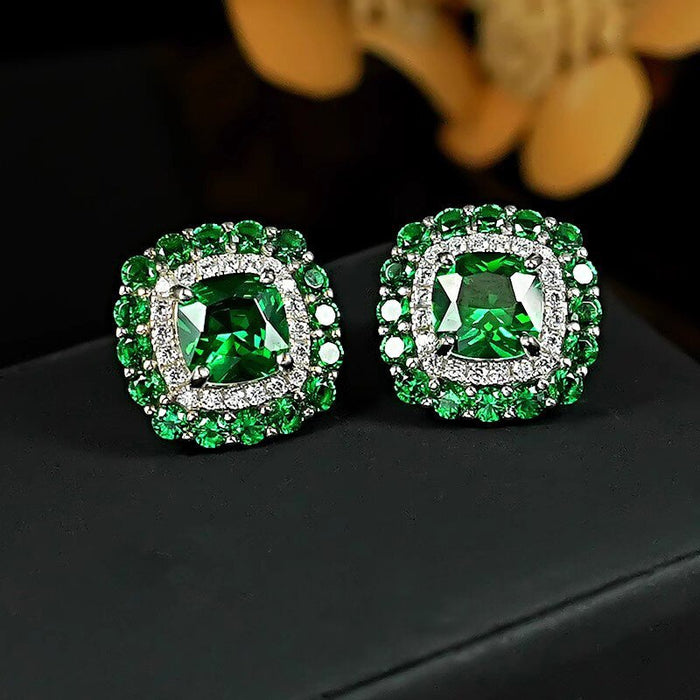 Square Geometric Stud Earrings For Women Gentle Style Light Luxury Jewelry