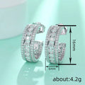 Light Luxury Hoop Stud Earrings For Women Elegant Metal Micro Pave Daily Commute Jewelry view 4