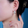 Light Luxury Hoop Stud Earrings For Women Elegant Metal Micro Pave Daily Commute Jewelry view 3