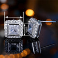 European Style Square Micro Pave Zircon Stud Earrings Light Luxury Versatile Jewelry view 4