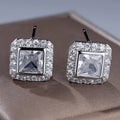 European Style Square Micro Pave Zircon Stud Earrings Light Luxury Versatile Jewelry view 3