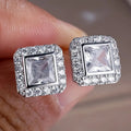 European Style Square Micro Pave Zircon Stud Earrings Light Luxury Versatile Jewelry view 1