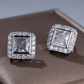 European Style Square Micro Pave Zircon Stud Earrings Light Luxury Versatile Jewelry view 2