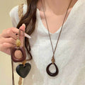 Wax Cord Resin Irregular Geometric Pendant Necklace With Copper Zircon, Ethnic New Chinese Choker For Women view 3