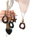 Wax Cord Resin Irregular Geometric Pendant Necklace With Copper Zircon, Ethnic New Chinese Choker For Women view 5