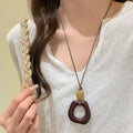 Wax Cord Resin Irregular Geometric Pendant Necklace With Copper Zircon, Ethnic New Chinese Choker For Women view 4
