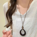 Wax Cord Resin Irregular Geometric Pendant Necklace With Copper Zircon, Ethnic New Chinese Choker For Women view 2