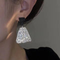 Alloy Asymmetric Wrinkled Triangle Enamel Drop Earrings With Silver Pins Minimalist Statement Ear Studs view 2