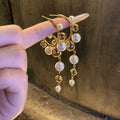Silver Needle Faux Pearl Tassel C Shape Geometric Drop Earrings For Women view 1