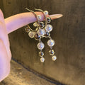 Silver Needle Faux Pearl Tassel C Shape Geometric Drop Earrings For Women view 3