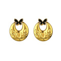Vintage Gold Alloy Half Moon Butterfly Enamel Statement Jewelry Elegant European American Earrings view 5