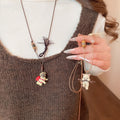Vacation Style Cat And Dog Wood Bead Ceramic Beaded Wax Cord Sweater Necklace view 1