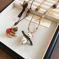 Vacation Style Cat And Dog Wood Bead Ceramic Beaded Wax Cord Sweater Necklace view 2