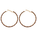 Fabric Geometric Round Pendant Hoop Earrings For Women, Minimalist European Style Silver Needle view 5