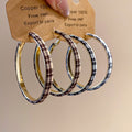 Fabric Geometric Round Pendant Hoop Earrings For Women, Minimalist European Style Silver Needle view 2