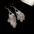 Sparkling Rhinestone Leaf Tassel Copper Hook Drop Earrings Minimalist Light Luxury Jewelry view 4