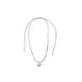 Korean Light Luxury Copper Heart Pendant Wax Cord Sweater Necklace For Women view 5