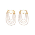 Elegant French Court Style Faux Pearl Zircon Geometric Tassel Drop Earrings view 5
