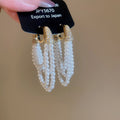 Elegant French Court Style Faux Pearl Zircon Geometric Tassel Drop Earrings view 4