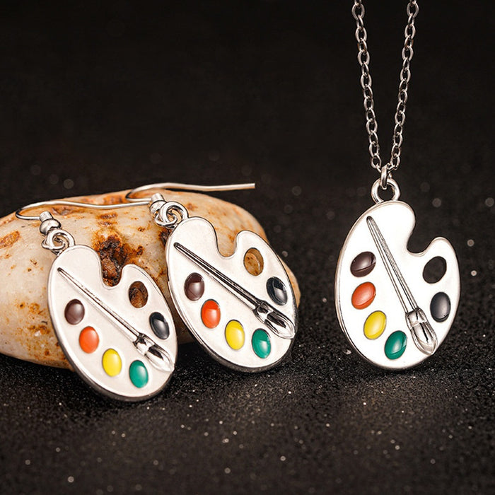 Creative Irregular Palette Pendant Necklace With O Chain Niche Daily Wear Jewelry