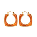 18K Gold Plated Resin Square Hollow Pendant Drop Earrings Vintage Geometric Women's Jewelry view 5