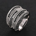 Sweet Cool Irregular Layered Ring For Women With Micro Pave Black Nano Stone Design view 1