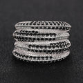 Sweet Cool Irregular Layered Ring For Women With Micro Pave Black Nano Stone Design view 2