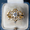 Egyptian Sun Ray Ring For Women Star Shaped Hollow Metal With Round Cubic Zirconia view 1