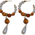 Chic Resin Pearl Beaded Teardrop Drop Earrings With Silver Pins For Elegant Women view 5